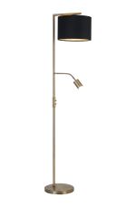 Zenth Floor Lamp, 1 Light E27, Antique Brass/Black/Prosecco 30x20cm Velvet Shade