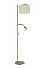 Zenth Floor Lamp, 1 Light E27, Antique Brass/Ivory/Champagne 30x20cm Velvet Shade