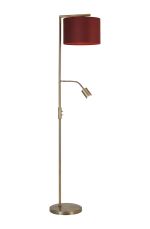 Zenth Floor Lamp, 1 Light E27, Antique Brass/Oxblood 30x20cm Velvet Shade