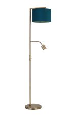 Zenth Floor Lamp, 1 Light E27, Antique Brass/Teal 30x20cm Velvet Shade