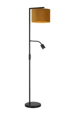 Zenth Floor Lamp, 1 Light E27, Satin Black/Ochre 30x20cm Velvet Shade