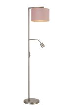 Zenth Floor Lamp, 1 Light E27, Satin Nickel/Blush Pink/Prosecco 30x20cm Velvet Shade