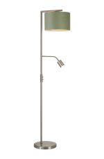Zenth Floor Lamp, 1 Light E27, Satin Nickel/Sage Green/Prosecco 30x20cm Velvet Shade