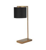 Zenth Table Lamp, 1 Light E27, Antique Brass/Black/Prosecco 20x16.5cm Velvet Shade