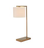 Zenth Table Lamp, 1 Light E27, Antique Brass/Ivory/Champagne 20x16.5cm Velvet Shade