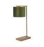 Zenth Table Lamp, 1 Light E27, Antique Brass/Moss Green/Gold 20x16.5cm Velvet Shade