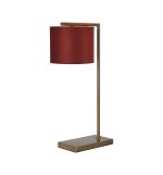 Zenth Table Lamp, 1 Light E27, Antique Brass/Oxblood 20x16.5cm Velvet Shade