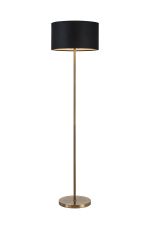 Zenth Floor Lamp, 1 Light E27, Antique Brass/Black/Prosecco 40x22cm Velvet Shade