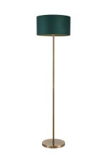 Zenth Floor Lamp, 1 Light E27, Antique Brass/Forest Green 40x22cm Velvet Shade
