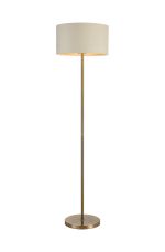 Zenth Floor Lamp, 1 Light E27, Antique Brass/Ivory/Champagne 40x22cm Velvet Shade