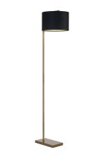 Zenth Floor Lamp, 1 Light E27, Antique Brass/Black/Prosecco 30x20cm Velvet Shade