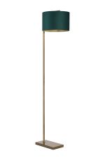 Zenth Floor Lamp, 1 Light E27, Antique Brass/Forest Green 30x20cm Velvet Shade