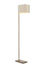 Zenth Floor Lamp, 1 Light E27, Antique Brass/Ivory/Champagne 30x20cm Velvet Shade