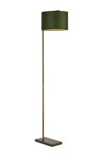 Zenth Floor Lamp, 1 Light E27, Antique Brass/Moss Green/Gold 30x20cm Velvet Shade