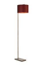 Zenth Floor Lamp, 1 Light E27, Antique Brass/Oxblood 30x20cm Velvet Shade