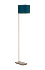 Zenth Floor Lamp, 1 Light E27, Antique Brass/Teal 30x20cm Velvet Shade