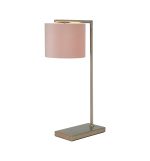 Zenth Table Lamp, 1 Light E27, Satin Nickel/Blush Pink/Prosecco 20x16.5cm Velvet Shade