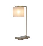 Zenth Table Lamp, 1 Light E27, Satin Nickel/Cement 20x16.5cm Linen Shade