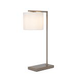 Zenth Table Lamp, 1 Light E27, Satin Nickel/Porcelain 20x16.5cm Faux Silk Shade