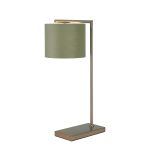 Zenth Table Lamp, 1 Light E27, Satin Nickel/Sage Green/Prosecco 20x16.5cm Velvet Shade