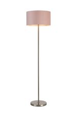 Zenth Floor Lamp, 1 Light E27, Satin Nickel/Blush Pink/Prosecco 40x22cm Velvet Shade