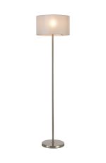 Zenth Floor Lamp, 1 Light E27, Satin Nickel/Cement 40x22cm Linen Shade