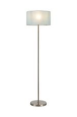 Zenth Floor Lamp, 1 Light E27, Satin Nickel/Duck Egg 40x22cm Linen Shade
