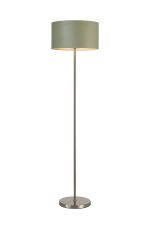 Zenth Floor Lamp, 1 Light E27, Satin Nickel/Sage Green/Prosecco 40x22cm Velvet Shade