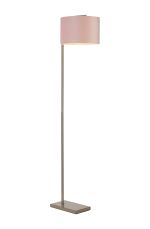 Zenth Floor Lamp, 1 Light E27, Satin Nickel/Blush Pink/Prosecco 30x20cm Velvet Shade
