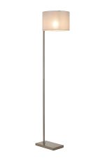 Zenth Floor Lamp, 1 Light E27, Satin Nickel/Cement 30x20cm Linen Shade