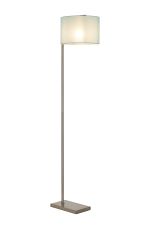 Zenth Floor Lamp, 1 Light E27, Satin Nickel/Duck Egg 30x20cm Linen Shade