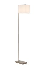 Zenth Floor Lamp, 1 Light E27, Satin Nickel/Porcelain 30x20cm Faux Silk Shade