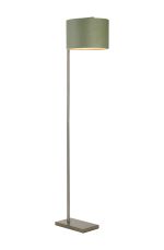 Zenth Floor Lamp, 1 Light E27, Satin Nickel/Sage Green/Prosecco 30x20cm Velvet Shade