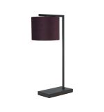 Zenth Table Lamp, 1 Light E27, Satin Black/Aubergine 20x16.5cm Velvet Shade