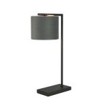 Zenth Table Lamp, 1 Light E27, Satin Black/Dark Grey/Silver 20x16.5cm Velvet Shade
