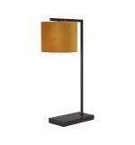 Zenth Table Lamp, 1 Light E27, Satin Black/Ochre 20x16.5cm Velvet Shade