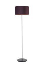 Zenth Floor Lamp, 1 Light E27, Satin Black/Aubergine 40x22cm Velvet Shade