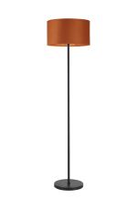 Zenth Floor Lamp, 1 Light E27, Satin Black/Burnt Orange/Copper 40x22cm Velvet Shade