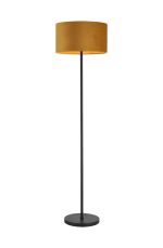 Zenth Floor Lamp, 1 Light E27, Satin Black/Ochre 40x22cm Velvet Shade