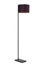 Zenth Floor Lamp, 1 Light E27, Satin Black/Aubergine 30x20cm Velvet Shade