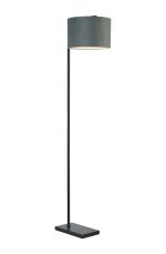 Zenth Floor Lamp, 1 Light E27, Satin Black/Dark Grey/Silver 30x20cm Velvet Shade