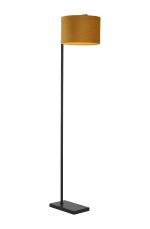 Zenth Floor Lamp, 1 Light E27, Satin Black/Ochre 30x20cm Velvet Shade