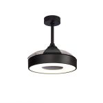 Coin Mini 45W LED Dimmable Ceiling Light With Built-In 25W DC Fan With Single Speed Reverse, Remote&APP Control, Black, 5000lm, 5yrs Wty