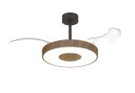 Coin Fan M 49cm 40W LED Dimmable Ceiling With Built-In 30W DC Fan, 3000-5000K Remote, APP, Alexa&Google Voice Control, 6400lm, Walnut/Black