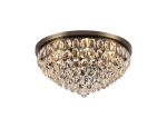 Coniston Flush Ceiling, 6 Light E14, Antique Brass/Crystal