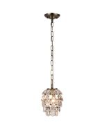 Coniston Pendant 5 Layer, 1 Light E27, Antique Brass/Crystal