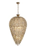 Coniston 60cm Acorn Pendant, 16 Light E14, French Gold/Crystal, Item Weight: 40.60kg