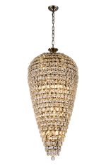 Coniston Tall Acorn Pendant, 20 Light E14, Antique Brass/Crystal, Item Weight: 48.30kg