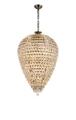 Coniston Acorn Pendant, 25 Light E14, Antique Brass/Crystal, Item Weight: 64.60kg