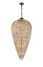 Coniston Tall Acorn Pendant, 30 Light E14, Antique Brass/Crystal, Item Weight: 84.10kg